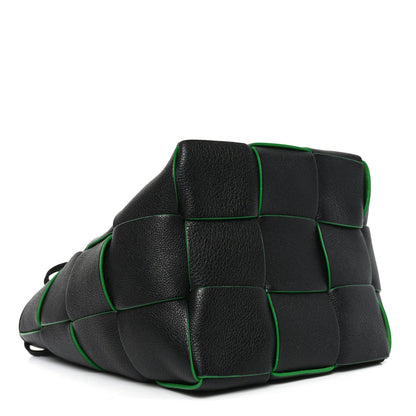 Nappa Maxi Intrecciato Mini Cassette Bucket Bag Black Parakeet