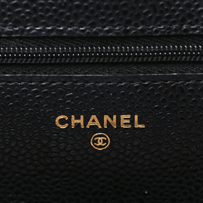 Caviar Quilted Wallet on Chain WOC Black