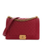 Lambskin Quilted New Medium Boy Flap Dark Red