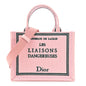 Canvas Embroidered Book Cover Mini Book Tote Pink Green