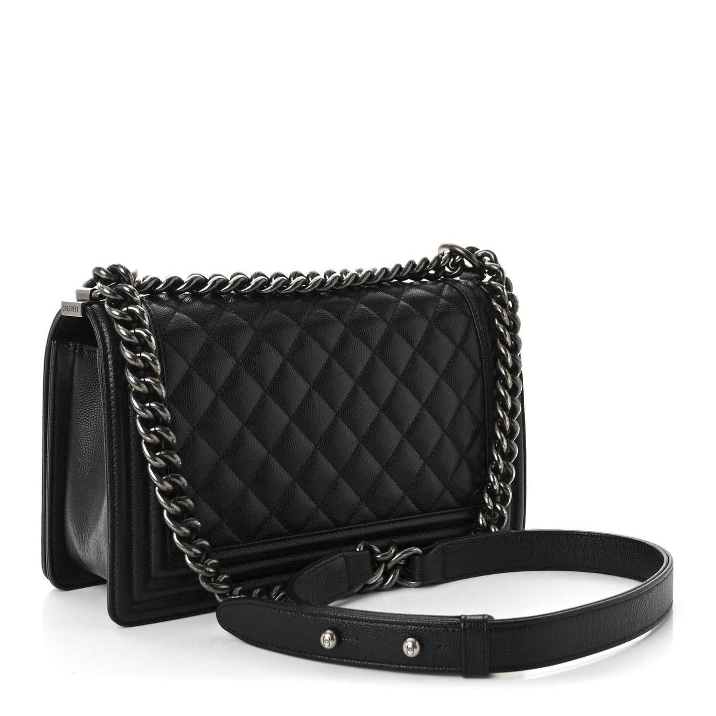 Caviar Quilted Medium Boy Flap Black