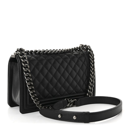 Caviar Quilted Medium Boy Flap Black
