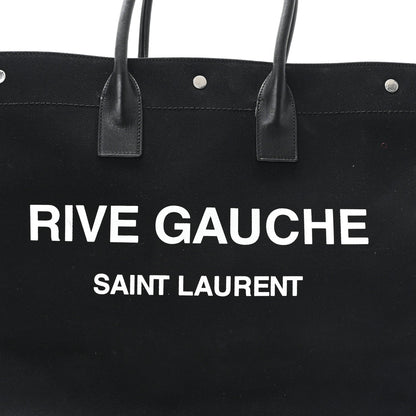 Linen Calfskin Rive Gauche Tote Black