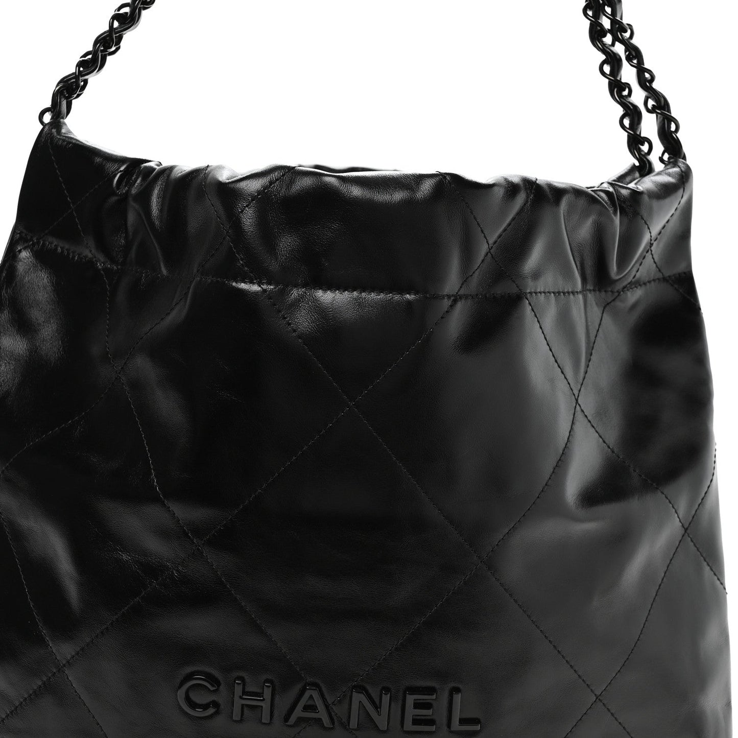 Shiny Calfskin Quilted Small Chanel 22 So Black