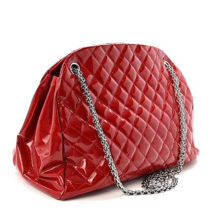 Patent Quilted Large Just Mademoiselle Bowling Bag Red
