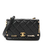 Lambskin Enamel Strass Quilted Mini Paris Monaco Flap Black