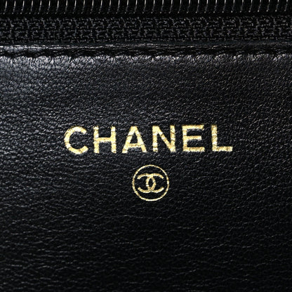 Lambskin Quilted Wallet On Chain WOC Black