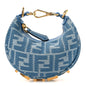 Denim Effect Fabric Jacquard FF Nano Fendigraphy Hobo Charm Blue