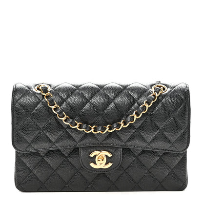 Caviar Quilted Small Double Flap Black