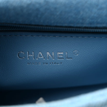 Denim Quilted Sweetheart Mini Flap Blue