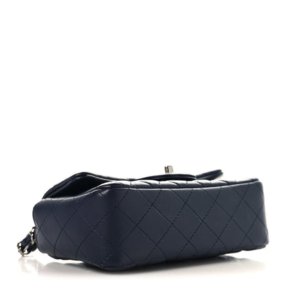Lambskin Quilted Mini Rectangular Flap Dark Navy Blue