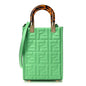 Vitello Plexiglass FF Embossed Mini Fendi Sunshine Shopper Tote Edamame