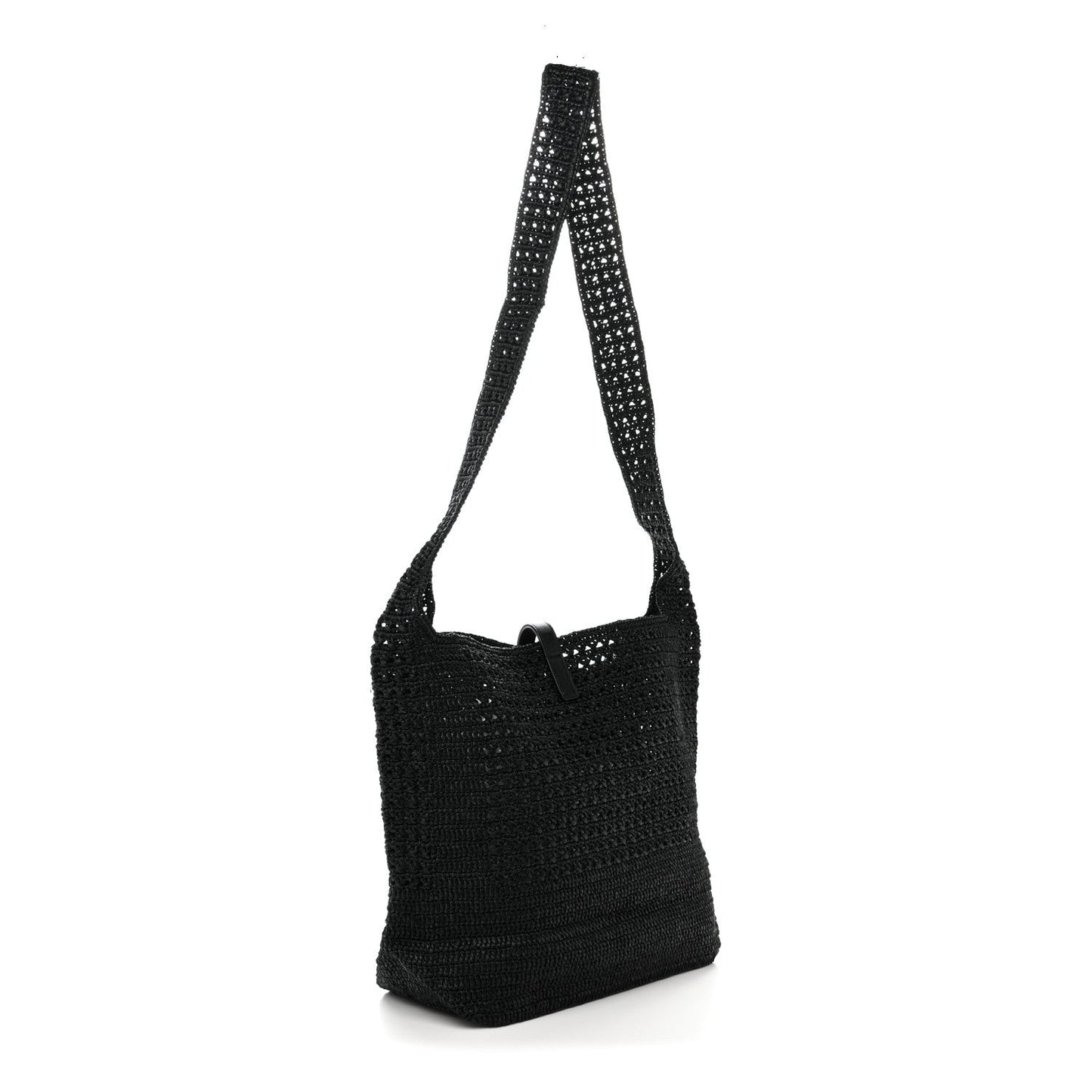 Raffia Monogram Le 5 A 7 Medium Tote Black