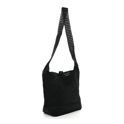 Raffia Monogram Le 5 A 7 Medium Tote Black