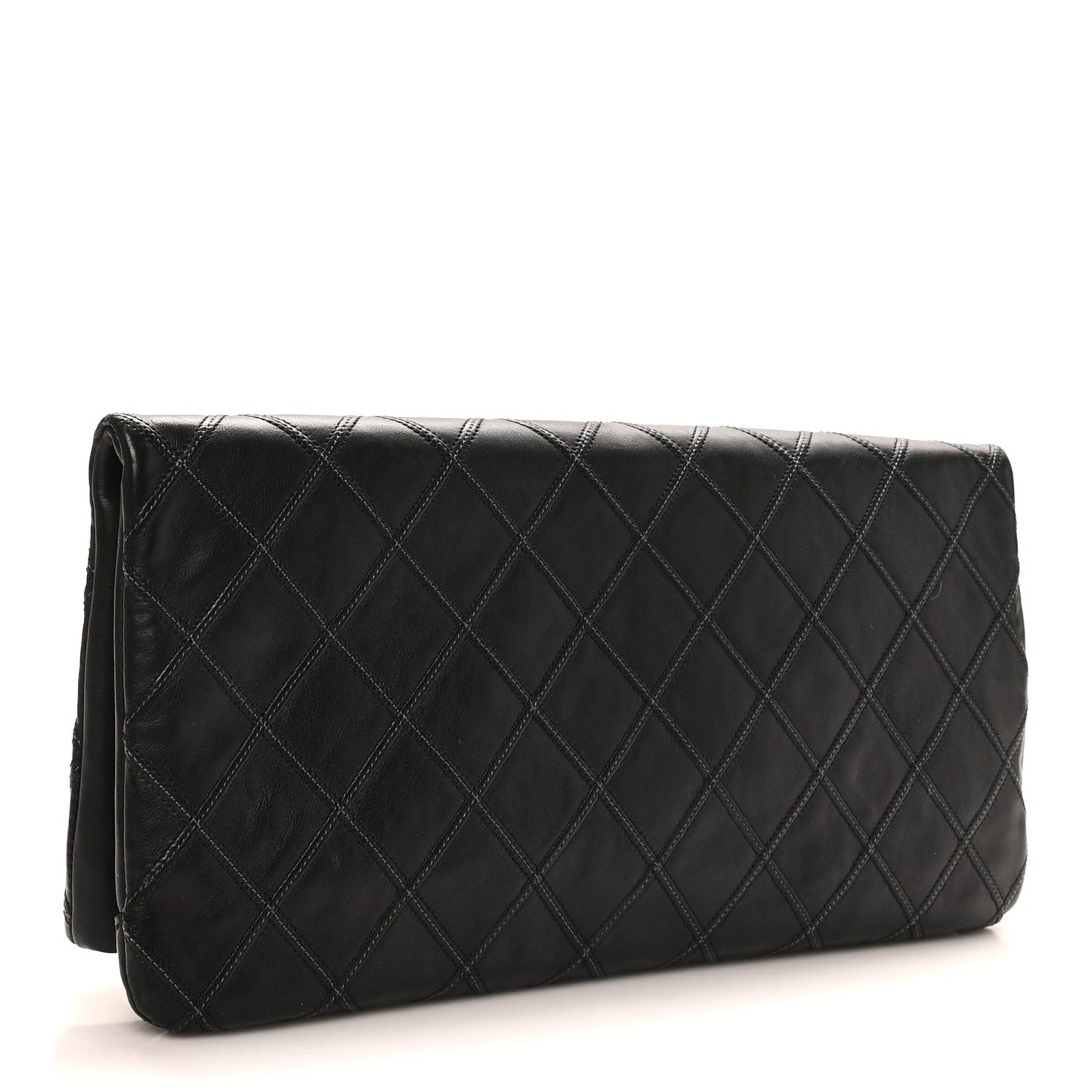 Calfskin Stitched Thin City Clutch Black