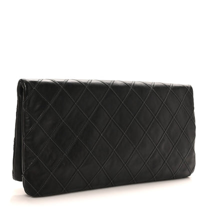 Calfskin Stitched Thin City Clutch Black