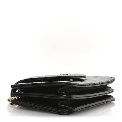 Lambskin Quilted Phone Holder Flap Black
