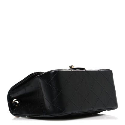 Lambskin Quilted Mini Square Flap Black