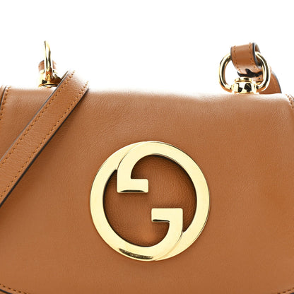 Roxy Calfskin Web Mini Blondie Shoulder Bag Cognac