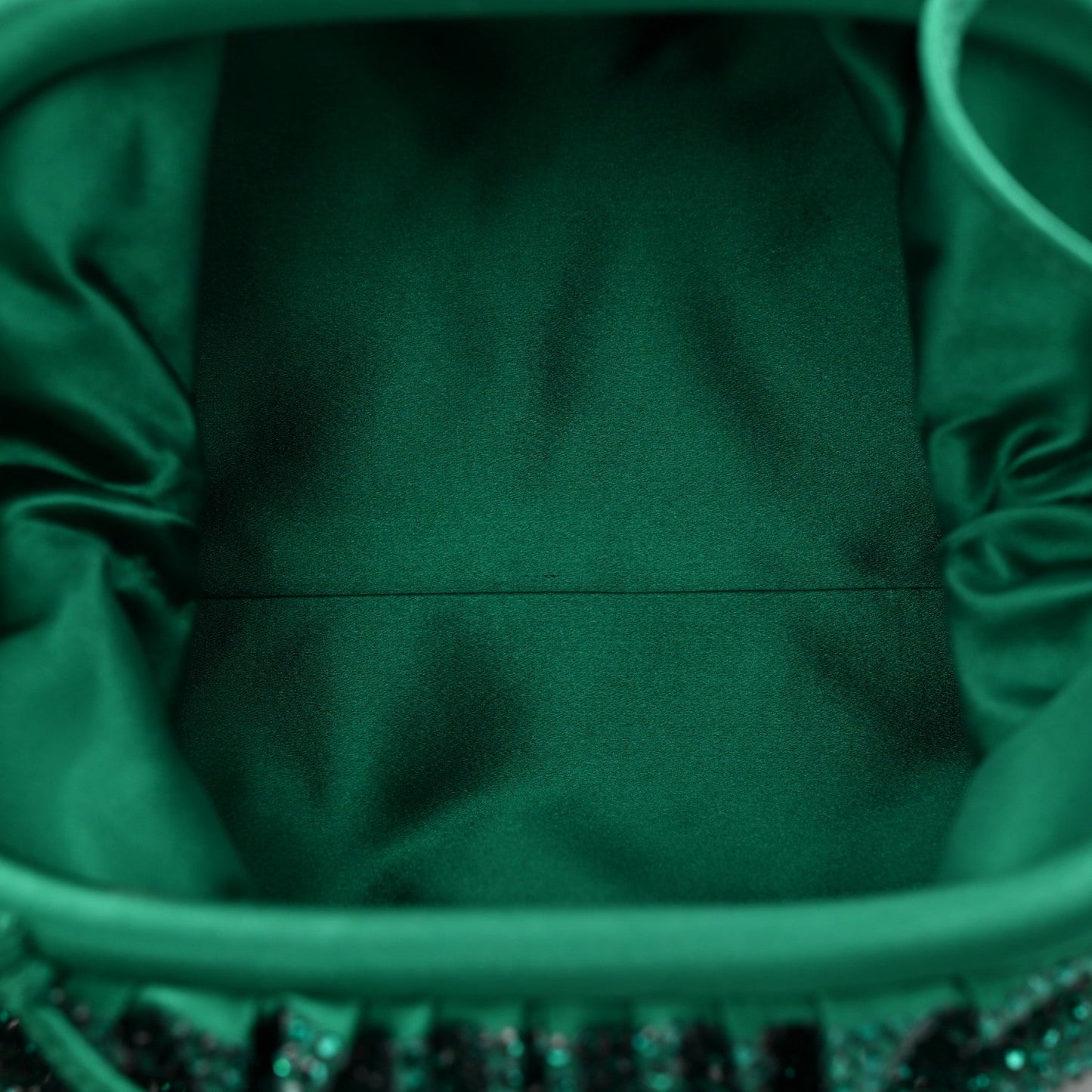 Satin Crystal Embellished The Mini Pouch Emerald