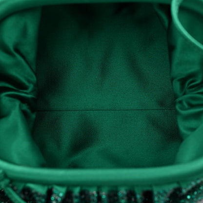Satin Crystal Embellished The Mini Pouch Emerald