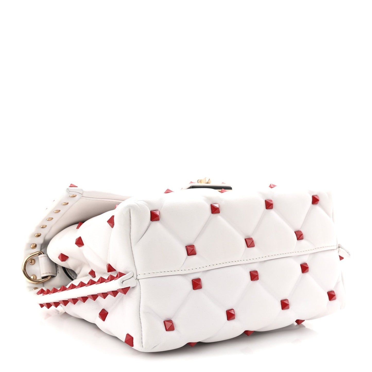 Lambskin Be My VLTN Print Candystud Top Handle Bag White Red Black