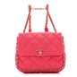 Lambskin Quilted Resin Chain Around Backpack Pink