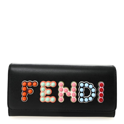 Vitello Liberty Fun Fair Studded Continental Wallet On Chain Black Multicolor