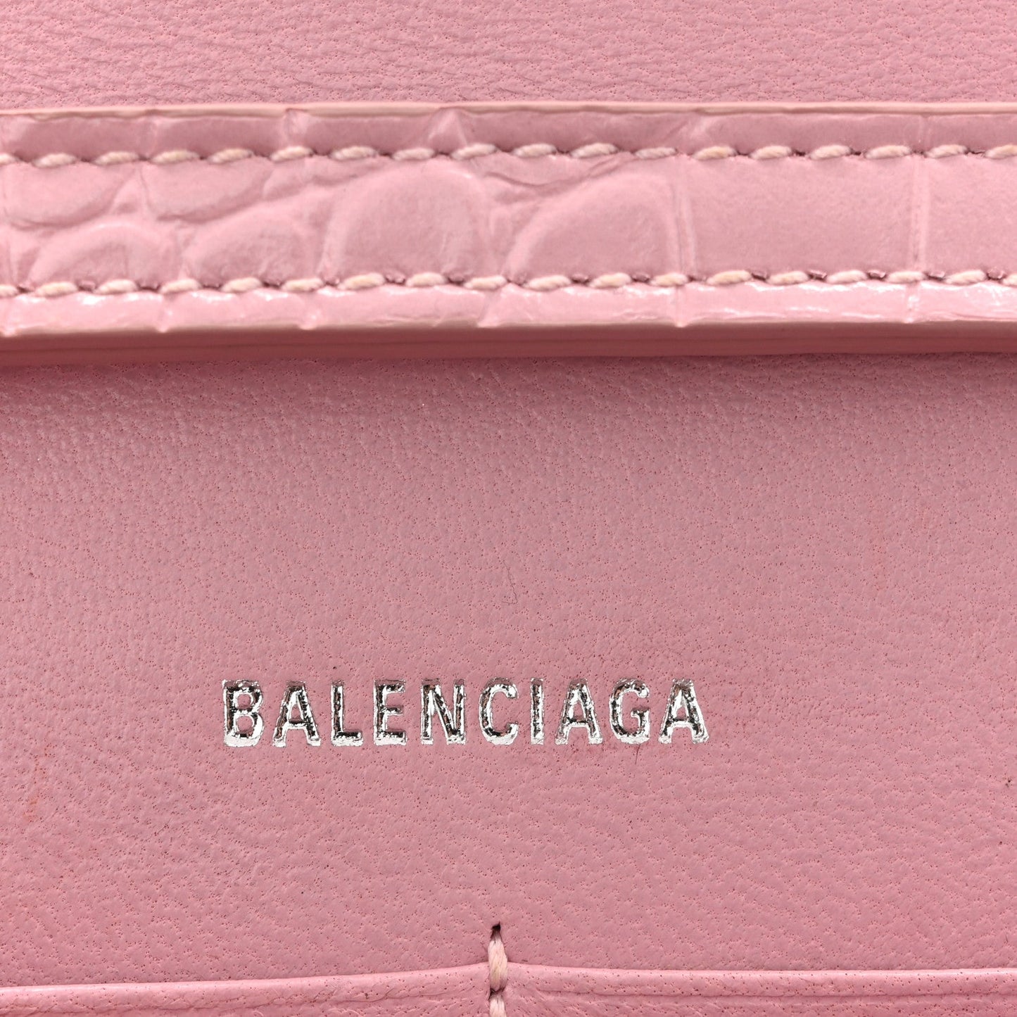 Shiny Calfskin Crocodile Embossed Hourglass Chain Bag Powder Pink