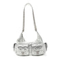 Metallic Lambskin Quilted Trendy Pockets Hobo Silver