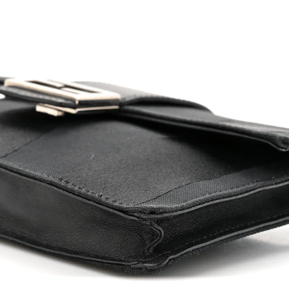 Recycled Nylon Vitello Grace Light Pequin Baguette Belt Pouch Black