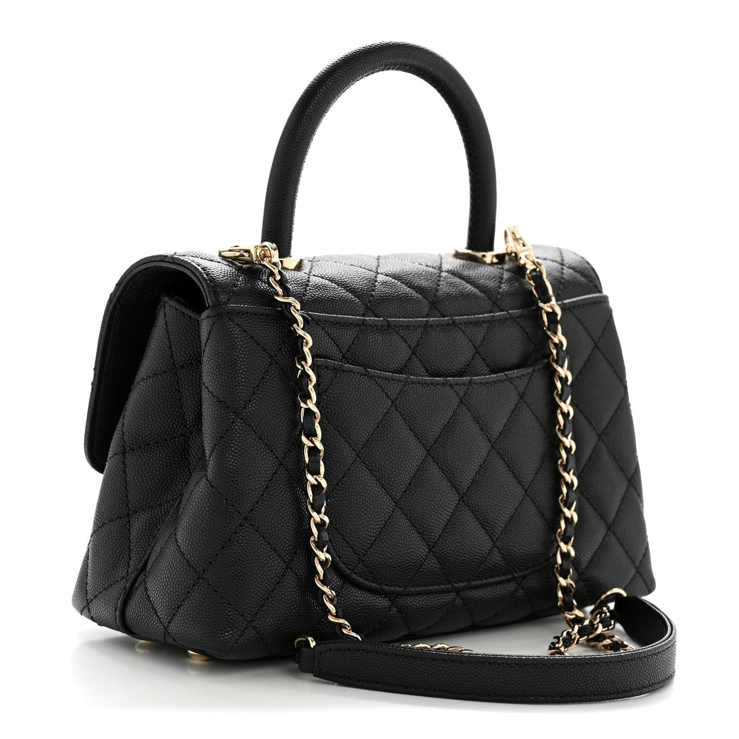 Caviar Quilted Mini Coco Handle Flap Black