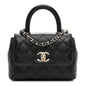 Caviar Quilted Coco Handle Clutch With Chain Black