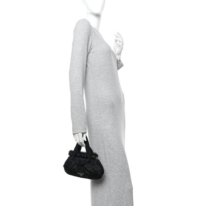 Tessuto Nylon Bead Evening Bag Black