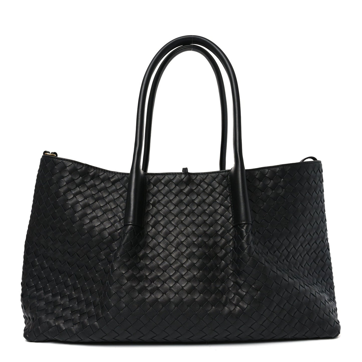 Calfskin Intrecciato Large Pinacoteca Reversible Tote Black