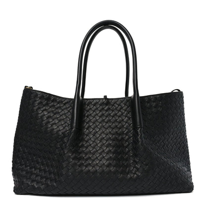 Calfskin Intrecciato Large Pinacoteca Reversible Tote Black