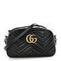 Calfskin Matelasse Small GG Marmont Chain Shoulder Bag Black
