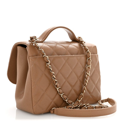 Caviar Quilted Medium Business Affinity Flap Beige