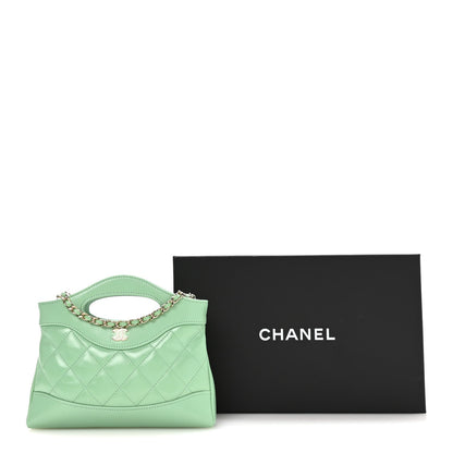 Shiny Crumpled Calfskin Quilted Nano 31 Shopping Bag Light Green
