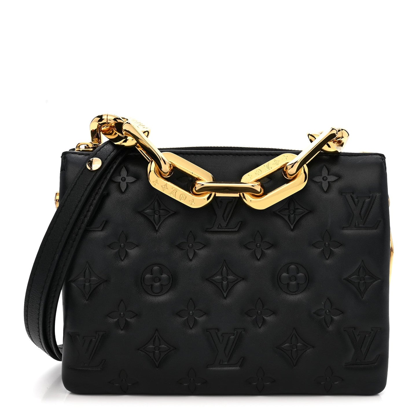 Lambskin Embossed Monogram Coussin BB Black