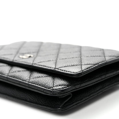 Caviar Quilted Wallet on Chain WOC Black