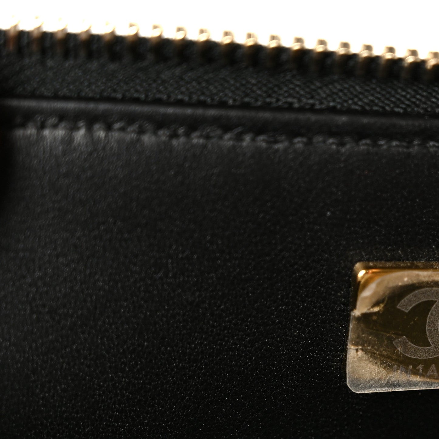 Shiny Calfskin Quilted Top Handle Vanity Black