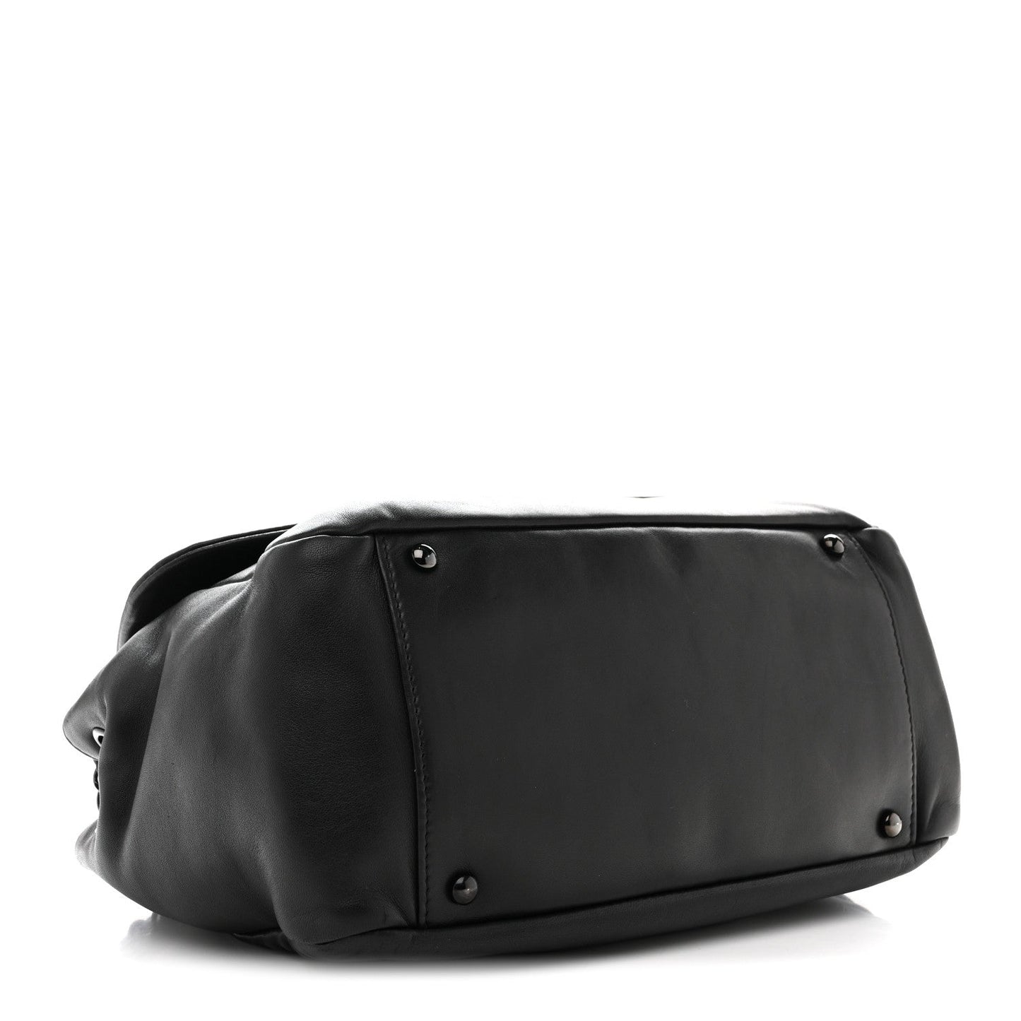 Lambskin Studded Accordion CC Flap Black