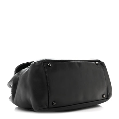 Lambskin Studded Accordion CC Flap Black