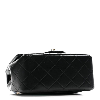 Lambskin Quilted Mini Square Flap Black