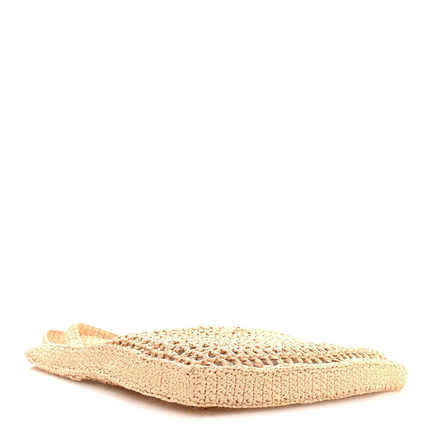 Yarn Raffia Effect Crochet Logo Embroidered Tote Bag Naturale