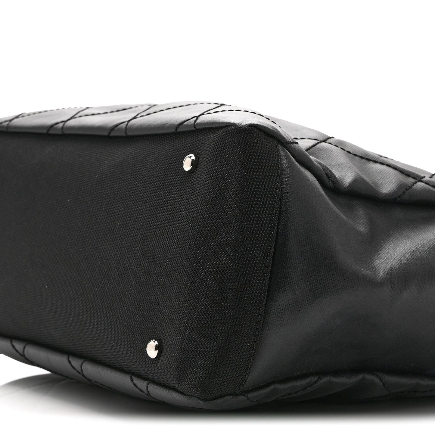 Coated Canvas Quilted Large Paris Biarritz Tote Black