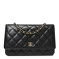 Lambskin Quilted Wallet On Chain WOC Black