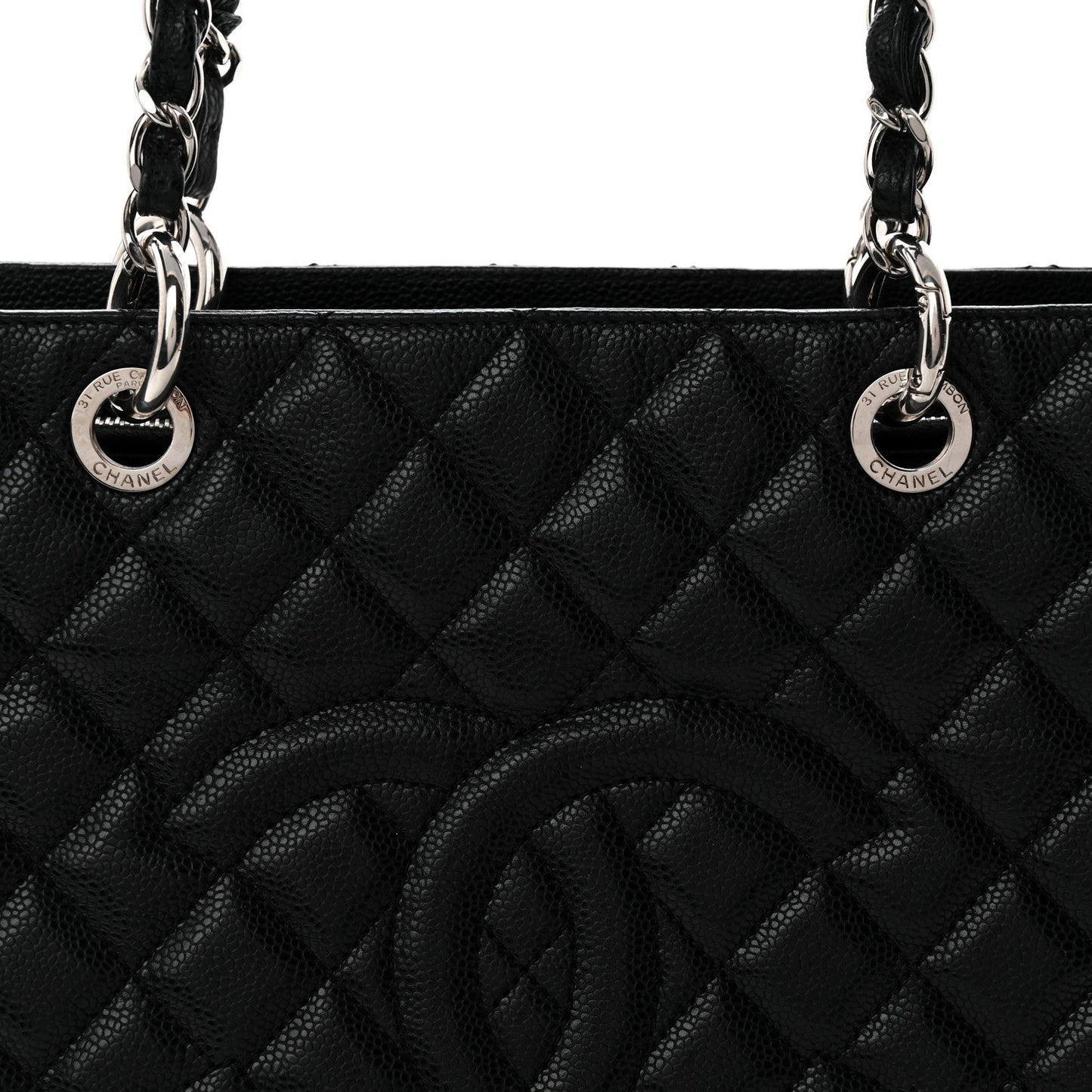 Caviar Quilted Grand Shopping Tote GST Black