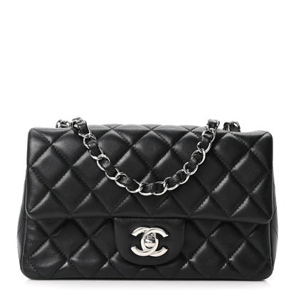 Lambskin Quilted Mini Rectangular Flap Black